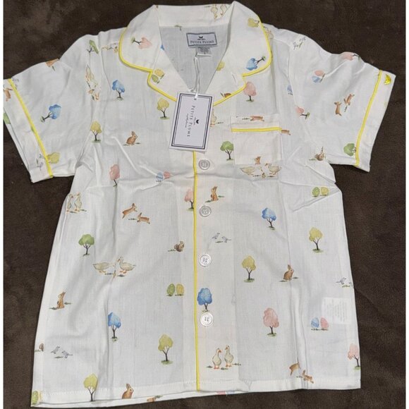 Petite Plume Childrens Pajama Set With Bunny & Tree Print - Size 6 - 100% Cotton - Picture 3 of 11